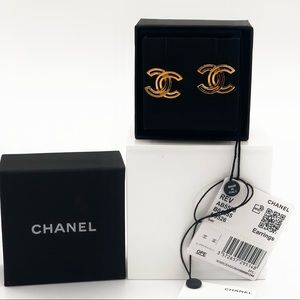 NEW Obazine Chanel CC Gold Color Earrings